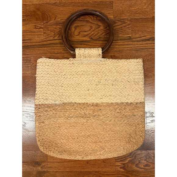 J. Jill Handbags - J. Jill Jute Market Tote Bag Purse Wooden Handles 18 x 16" NWOT
